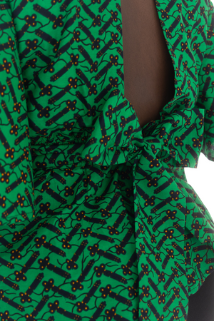 Maki African Prints Peplum Top (Green)