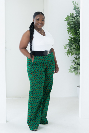ELLY AFRICAN PRINTS PANTS (GREEN)