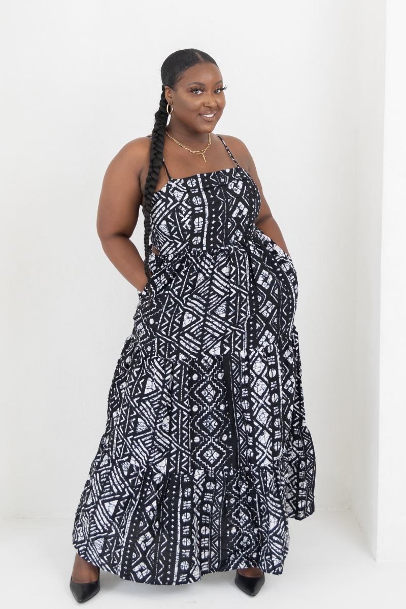 Simi African Prints Maxi Dress (Black)