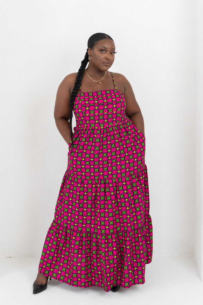 Simi African Prints Maxi Dress (Pink)