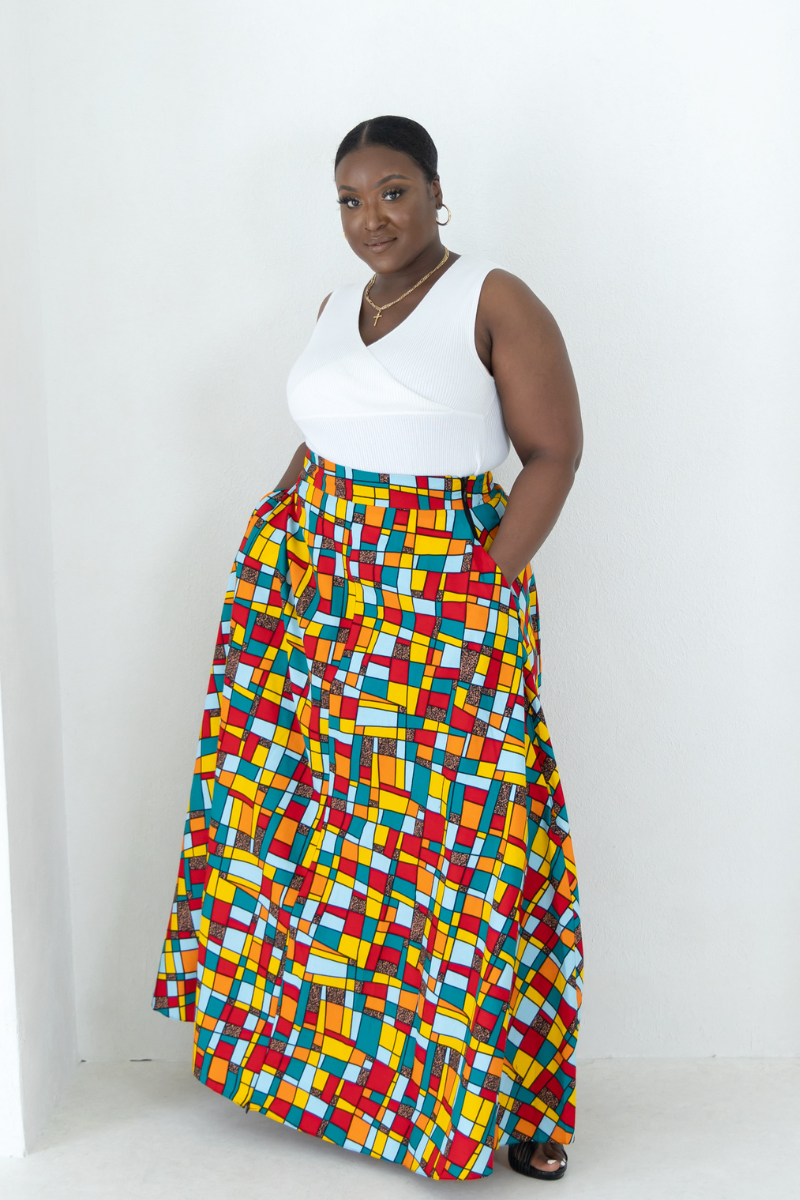African print hot sale maxi skirt