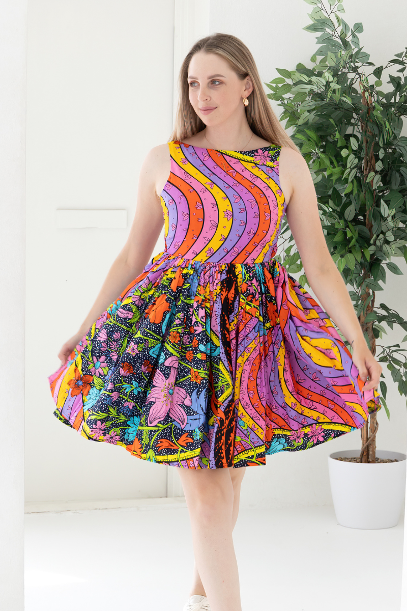African print top cocktail dresses