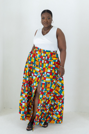 TOLU African Print Maxi Skirt