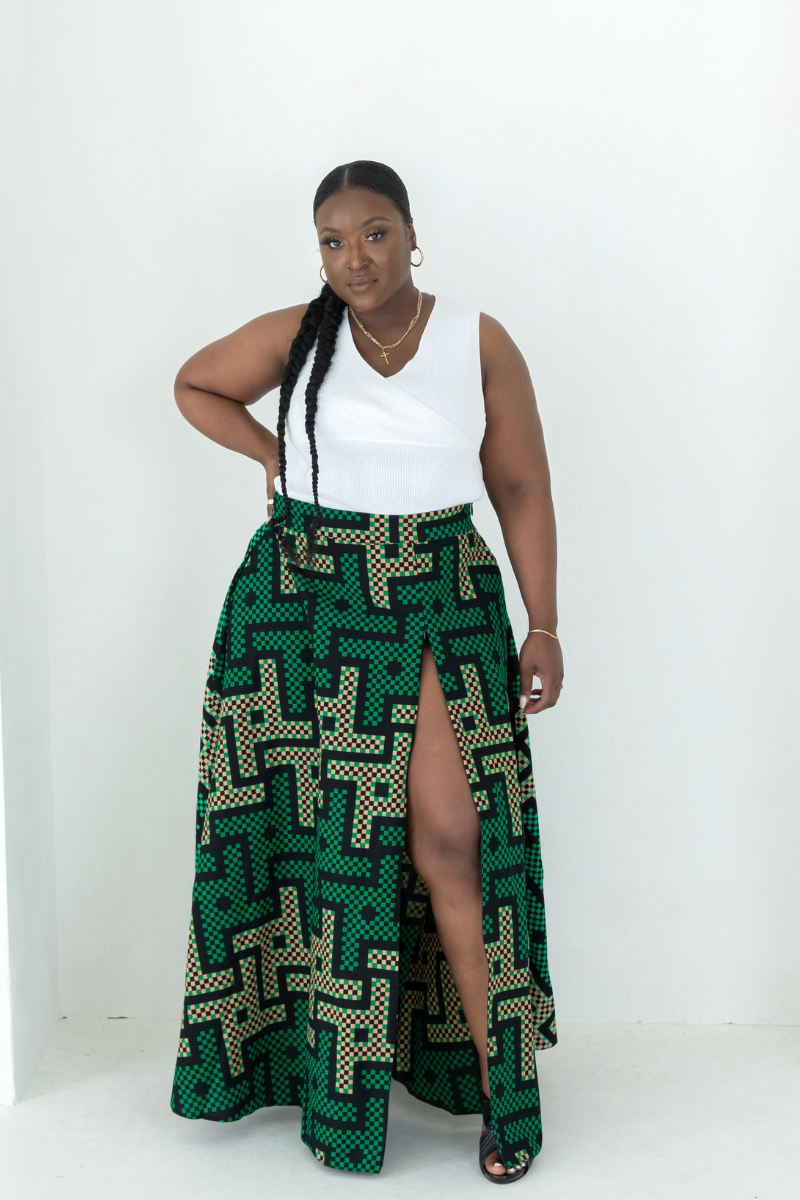 Plus size african sales print maxi skirt