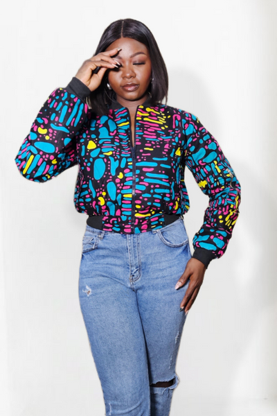 African print bomber jacket best sale