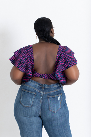 Elly Backless African Print Top (Purple)