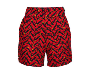 Elly African Print Shorts (Red)