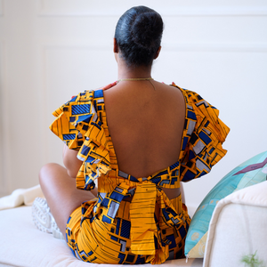 Elly Backless African Prints Top (Yellow)